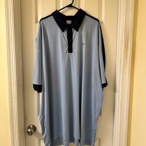 Callaway Mens Opti Dri Performance Polo Big & Tall 5XLT Blue Navy Block Design